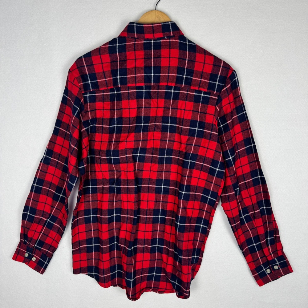 Club Room Mens Flannel Plaid Button Down Shirt Red Navy Blue Small 100189992MN - Picture 3 of 14